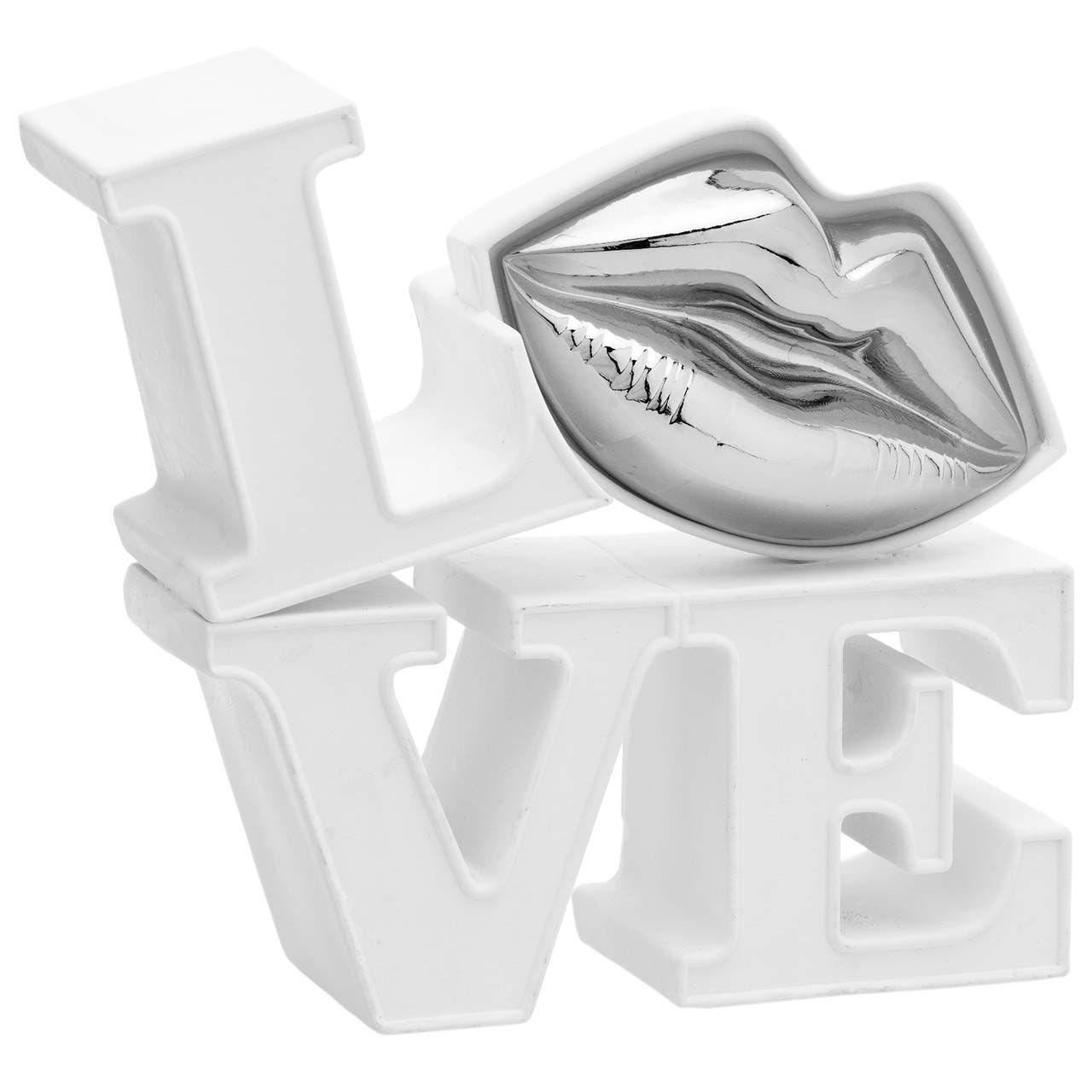 SCULTURA LOVE grande con bocca argento 16x15CM